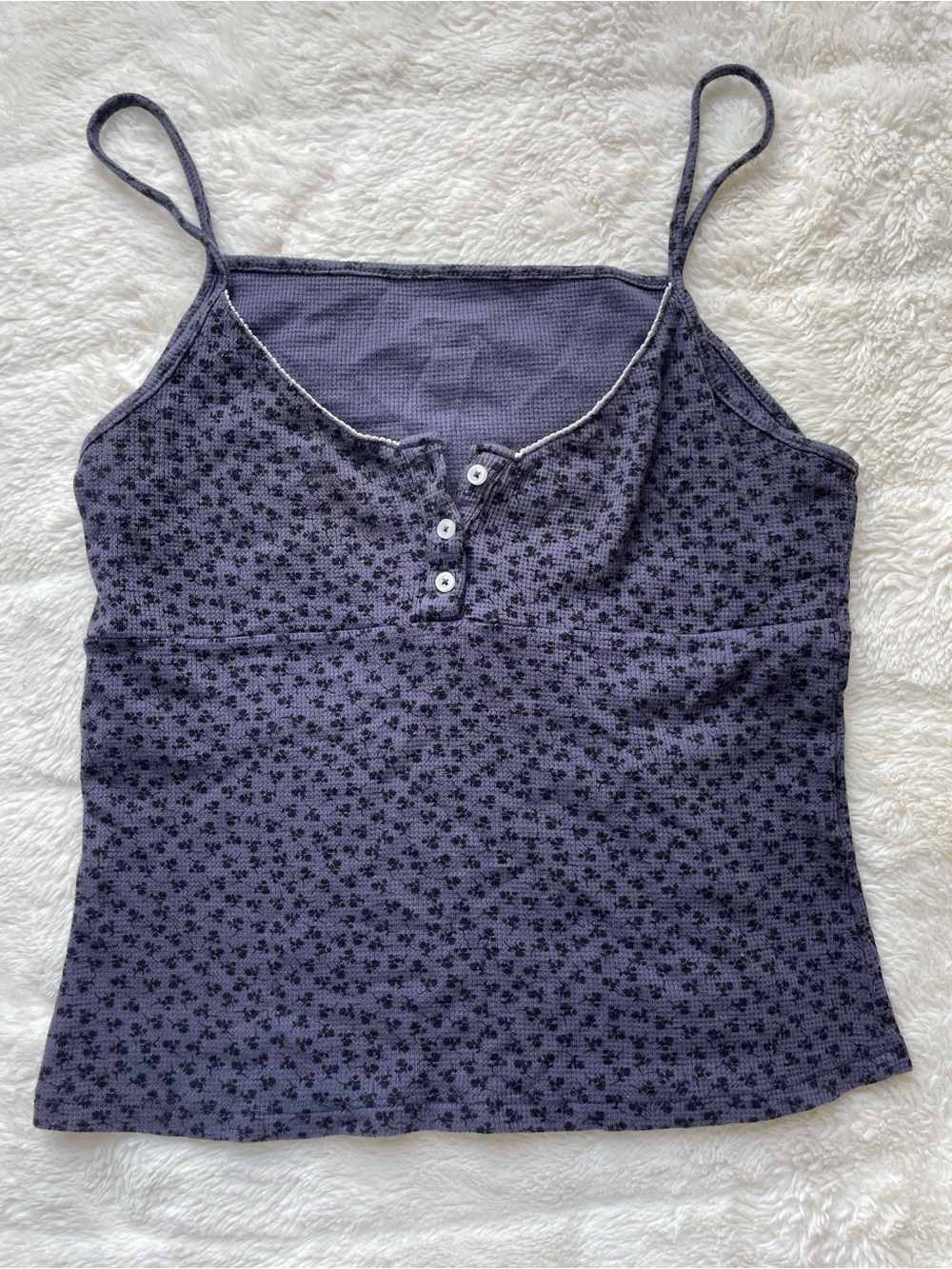 Brandy Melville Purple Floral Henley Cami Tank